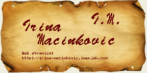 Irina Mačinković vizit kartica
